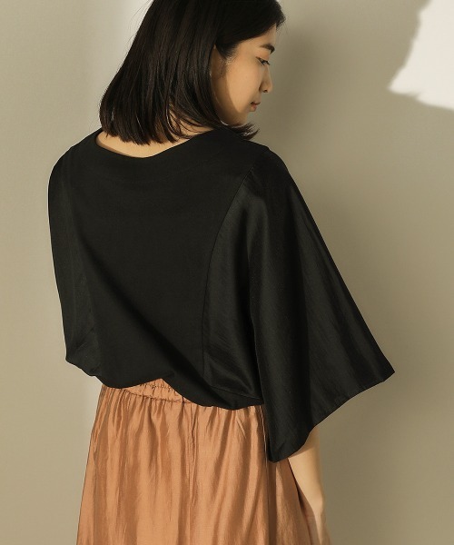 Bou Jeloud（ブージュルード）の「オーガニックコットン◆切替ＴＯＰＳ（Tシャツ/カットソー・レディース・ブラック/ベージュ/ピンク・FREE）」の4枚目の写真