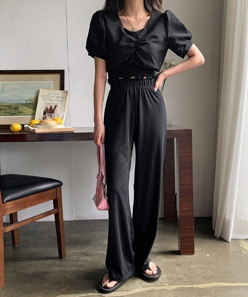 merongshop（メロンショップ）の「MERONGSHOP さらさらロングワイドパンツ（スウェットパンツ・レディース・ブラック/グレー/ベージュ/レッド・FREE）」の16枚目の写真
