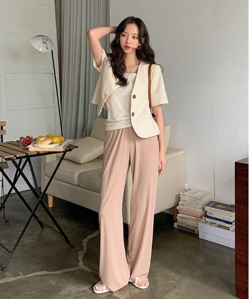 merongshop（メロンショップ）の「MERONGSHOP さらさらロングワイドパンツ（スウェットパンツ・レディース・ブラック/グレー/ベージュ/レッド・FREE）」の14枚目の写真