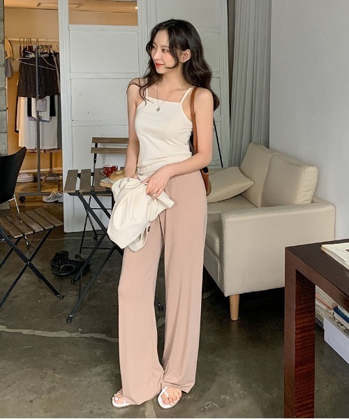 merongshop（メロンショップ）の「MERONGSHOP さらさらロングワイドパンツ（スウェットパンツ・レディース・ブラック/グレー/ベージュ/レッド・FREE）」の15枚目の写真