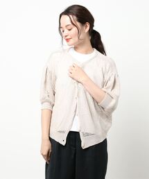 Samansa Mos2 | 綿麻前後着メッシュカーデ(カーディガン/ボレロ)