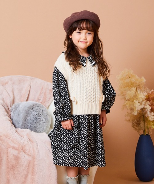 CHOPIN(ショパン)の「【WEB限定】パッチワーク風ニットベスト(ベスト・キッズ・ホワイト/テラコッタ・110cm/120cm/130cm)」の16枚目の写真