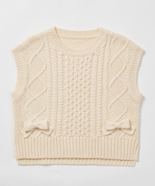 CHOPIN(ショパン)の「【WEB限定】パッチワーク風ニットベスト(ベスト・キッズ・ホワイト/テラコッタ・110cm/120cm/130cm)」の4枚目の写真