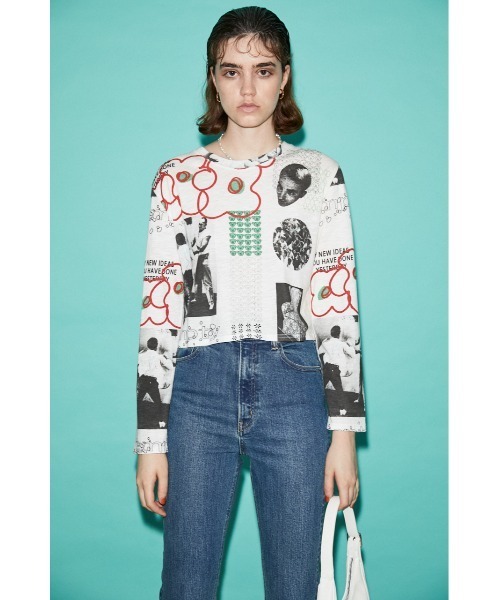 SLY（スライ）の「KURIO X SLY PATTERN ロングスリーブTシャツ（Tシャツ/カットソー・レディース・グレー系その他2/イエロー系その他/ホワイト系その他2・FREE）」の4枚目の写真