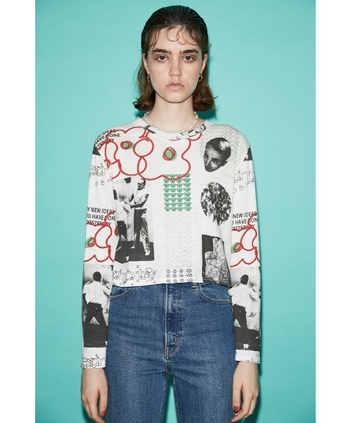 SLY（スライ）の「KURIO X SLY PATTERN ロングスリーブTシャツ（Tシャツ/カットソー・レディース・グレー系その他2/イエロー系その他/ホワイト系その他2・FREE）」の15枚目の写真