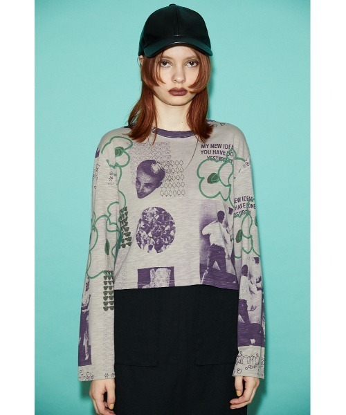 SLY（スライ）の「KURIO X SLY PATTERN ロングスリーブTシャツ（Tシャツ/カットソー・レディース・グレー系その他2/イエロー系その他/ホワイト系その他2・FREE）」の13枚目の写真