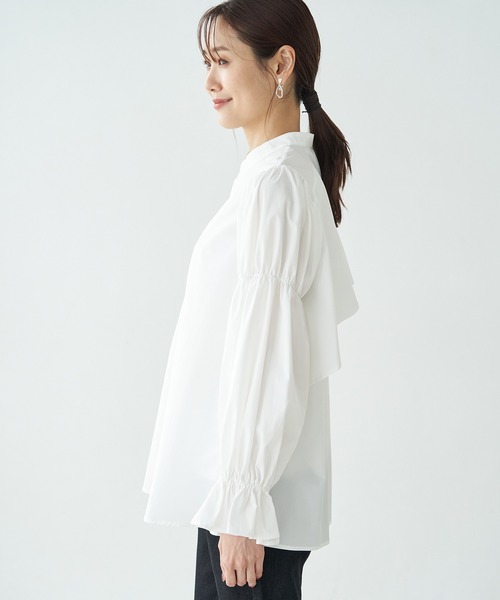 ROPE' PICNIC（ロペピクニック）の「キャンディースリーブラッフルブラウス（シャツ/ブラウス・レディース・ブラック/ホワイト/ダークラベンダー・38）」の8枚目の写真