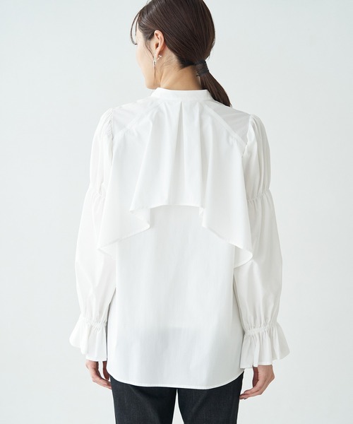 ROPE' PICNIC（ロペピクニック）の「キャンディースリーブラッフルブラウス（シャツ/ブラウス・レディース・ブラック/ホワイト/ダークラベンダー・38）」の9枚目の写真