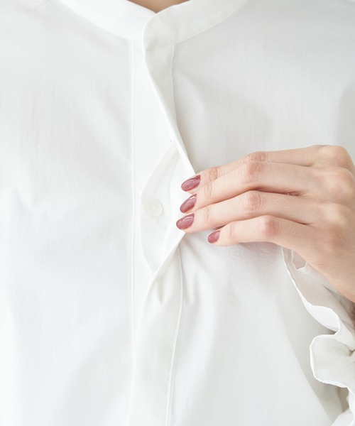 ROPE' PICNIC（ロペピクニック）の「キャンディースリーブラッフルブラウス（シャツ/ブラウス・レディース・ブラック/ホワイト/ダークラベンダー・38）」の11枚目の写真