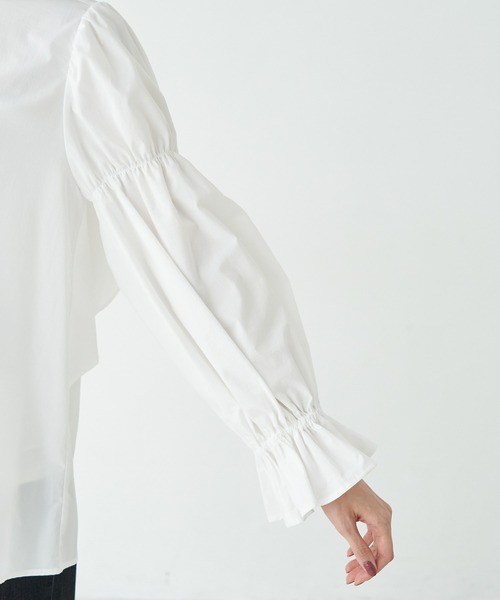 ROPE' PICNIC（ロペピクニック）の「キャンディースリーブラッフルブラウス（シャツ/ブラウス・レディース・ブラック/ホワイト/ダークラベンダー・38）」の13枚目の写真