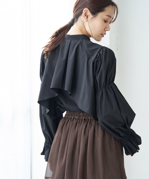 ROPE' PICNIC（ロペピクニック）の「キャンディースリーブラッフルブラウス（シャツ/ブラウス・レディース・ブラック/ホワイト/ダークラベンダー・38）」の19枚目の写真