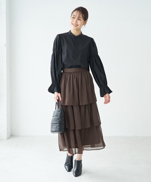 ROPE' PICNIC（ロペピクニック）の「キャンディースリーブラッフルブラウス（シャツ/ブラウス・レディース・ブラック/ホワイト/ダークラベンダー・38）」の20枚目の写真