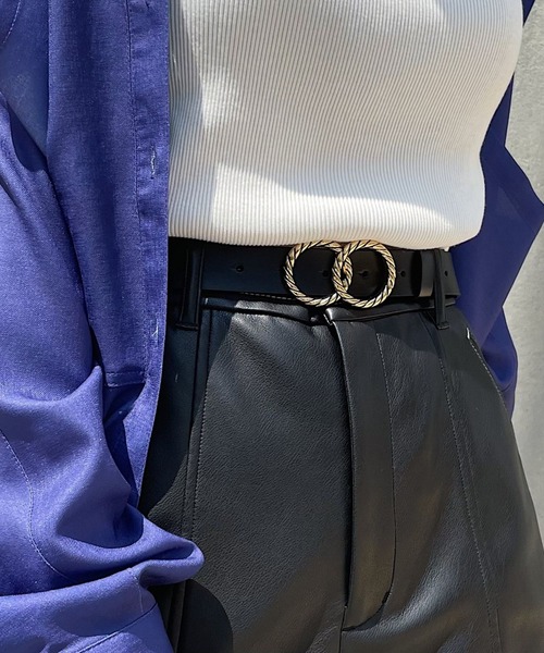 PAGEBOY（ページボーイ）の「レトロバックルベルト（ベルト・レディース・ブラック/ダークグリーン・FREE）」の2枚目の写真