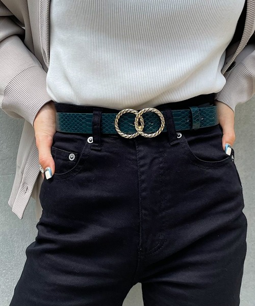 PAGEBOY（ページボーイ）の「レトロバックルベルト（ベルト・レディース・ブラック/ダークグリーン・FREE）」の13枚目の写真