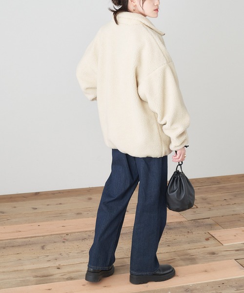 U.S. POLO ASSN.（ユーエスポロアッスン）の「U.S. POLO ASSN./ユーエスポロアッスンポケット配色パイピング別注ボアジャケット（ブルゾン・レディース・ブラック/ベージュ/ブラウン/アイボリー・M/L）」の10枚目の写真