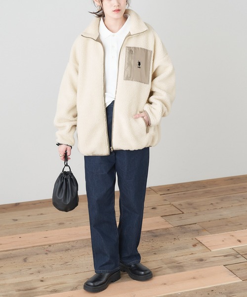 U.S. POLO ASSN.（ユーエスポロアッスン）の「U.S. POLO ASSN./ユーエスポロアッスンポケット配色パイピング別注ボアジャケット（ブルゾン・レディース・ブラック/ベージュ/ブラウン/アイボリー・M/L）」の9枚目の写真