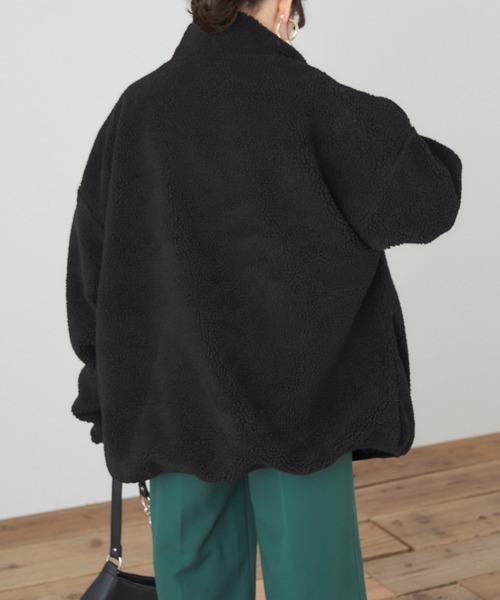 U.S. POLO ASSN.（ユーエスポロアッスン）の「U.S. POLO ASSN./ユーエスポロアッスンポケット配色パイピング別注ボアジャケット（ブルゾン・レディース・ブラック/ベージュ/ブラウン/アイボリー・M/L）」の14枚目の写真