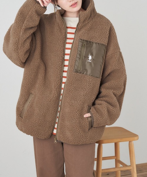 U.S. POLO ASSN.（ユーエスポロアッスン）の「U.S. POLO ASSN./ユーエスポロアッスンポケット配色パイピング別注ボアジャケット（ブルゾン・レディース・ブラック/ベージュ/ブラウン/アイボリー・M/L）」の19枚目の写真