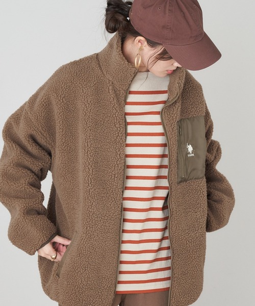 U.S. POLO ASSN.（ユーエスポロアッスン）の「U.S. POLO ASSN./ユーエスポロアッスンポケット配色パイピング別注ボアジャケット（ブルゾン・レディース・ブラック/ベージュ/ブラウン/アイボリー・M/L）」の18枚目の写真