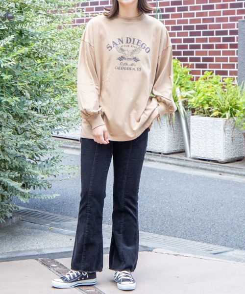 WEGO(ウィゴー)の「WEGO/ヴィンテージライクプリントロンT(Tシャツ/カットソー・レディース・カーキ/その他1/スミクロ/ダークベージュ・SMALL/MEDIUM)」の14枚目の写真
