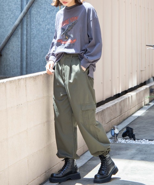 WEGO(ウィゴー)の「WEGO/ヴィンテージライクプリントロンT(Tシャツ/カットソー・レディース・カーキ/その他1/スミクロ/ダークベージュ・SMALL/MEDIUM)」の22枚目の写真