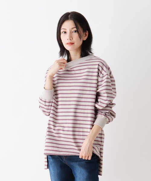 SHOO・LA・RUE(シューラルー)の「◆【USAコットン】サイドスリットロンT(Tシャツ/カットソー・レディース・アイボリー/レンガ/チャコールグレー/ピンク系/ベージュ系その他2/グリーン/ブラック系2・02/03/04)」の1枚目の写真