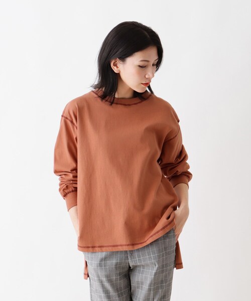 SHOO・LA・RUE(シューラルー)の「◆【USAコットン】サイドスリットロンT(Tシャツ/カットソー・レディース・アイボリー/レンガ/チャコールグレー/ピンク系/ベージュ系その他2/グリーン/ブラック系2・02/03/04)」の7枚目の写真