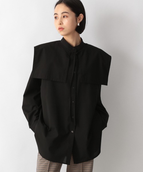 lohen ローヘン【2024SS】ブライトダブルクロスレイヤードブラウス　黒 lohen ローヘン【2024SS】ブライトダブルクロスレイヤードブラウス 黒