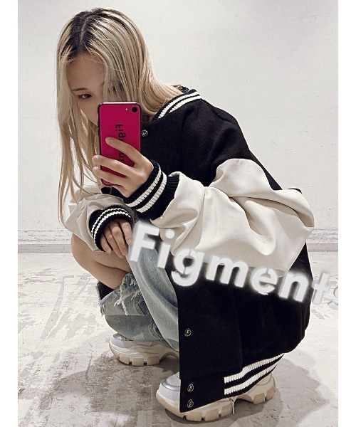 Figments(フィグメンツ)の「オーバースタジャン(ブルゾン・レディース・オフホワイト/ブラック・SMALL/MEDIUM)」の1枚目の写真