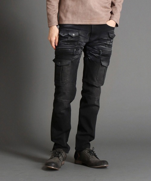 HIDEAWAYS NICOLE（ハイダウェイニコル）の「２ｗａｙストレッチデザインデニム（デニムパンツ・メンズ・ブラック/ブラック系1/ネイビー/ネイビー系1・SMALL/MEDIUM/LARGE/X-LARGE）」の2枚目の写真