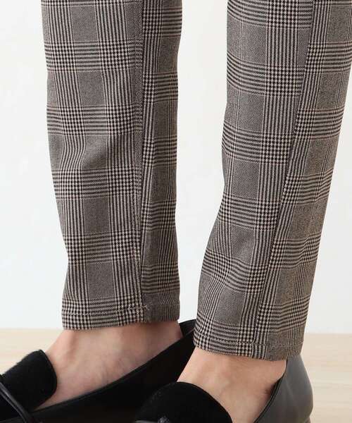 SHOO・LA・RUE(シューラルー)の「◆【SS-4L】チェック柄裏起毛スキニーパンツ(その他パンツ・レディース・ネイビー系7/ベージュ系1・03/01/10/06/04/02/05)」の4枚目の写真