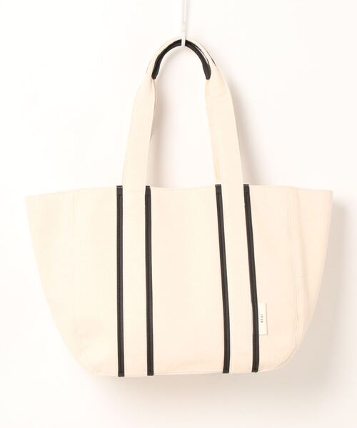 etul（エツル）の「「etul / エツル」リサイクルキャンバス　ライントートバッグL（トートバッグ・レディース・ブラック/ブラウン・FREE）」の4枚目の写真