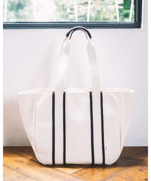 etul（エツル）の「「etul / エツル」リサイクルキャンバス　ライントートバッグL（トートバッグ・レディース・ブラック/ブラウン・FREE）」の9枚目の写真