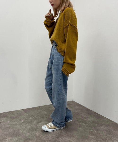 apres jour mignon（アプレジュールミニョン）の「ダメージショートニット 【ZOZOTOWN限定アイテム】（ニット/セーター・レディース・グリーン/マスタード/ブラック/アイボリー/ブルー系その他・X-LARGE/フリー）」の19枚目の写真