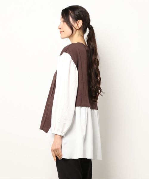 Wordtrobe（ワードトローブ）の「【wordtrobe】ワッフルx布帛ドッキング　プルオーバー（シャツ/ブラウス・レディース・チャコールグレー/ベージュ/ブラウン/カーキ・FREE）」の20枚目の写真