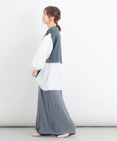 Wordtrobe（ワードトローブ）の「【wordtrobe】ワッフルx布帛ドッキング　プルオーバー（シャツ/ブラウス・レディース・チャコールグレー/ベージュ/ブラウン/カーキ・FREE）」の10枚目の写真