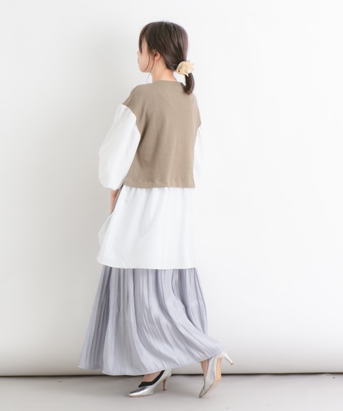 Wordtrobe（ワードトローブ）の「【wordtrobe】ワッフルx布帛ドッキング　プルオーバー（シャツ/ブラウス・レディース・チャコールグレー/ベージュ/ブラウン/カーキ・FREE）」の11枚目の写真