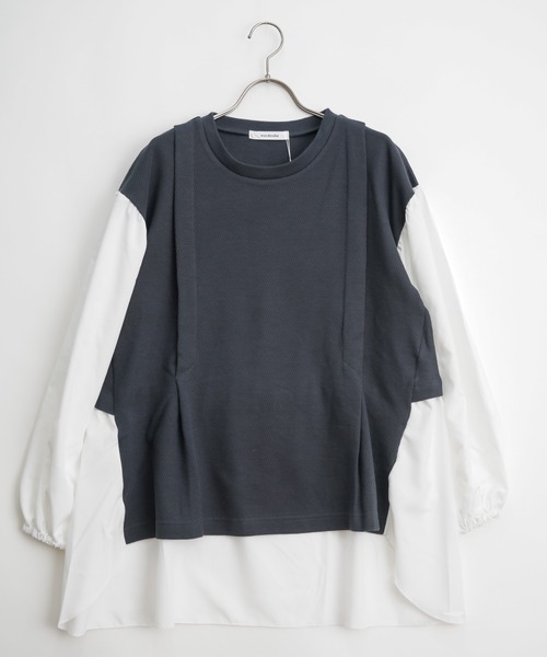 Wordtrobe（ワードトローブ）の「【wordtrobe】ワッフルx布帛ドッキング　プルオーバー（シャツ/ブラウス・レディース・チャコールグレー/ベージュ/ブラウン/カーキ・FREE）」の17枚目の写真