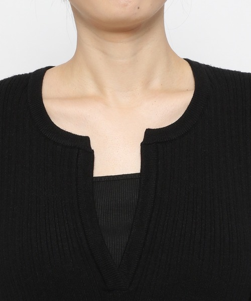 PAGEBOY(ページボーイ)の「キーネックニットワンピース(ワンピース・レディース・ブラック/アイボリー・FREE)」の11枚目の写真