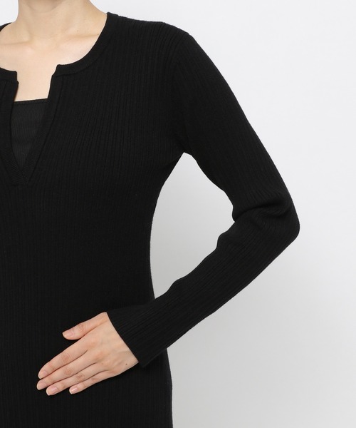 PAGEBOY(ページボーイ)の「キーネックニットワンピース(ワンピース・レディース・ブラック/アイボリー・FREE)」の12枚目の写真