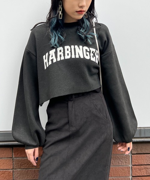 RASVOA(ラスボア)の「ジャガードショートニット(ニット/セーター・レディース・ブラック/グリーン/オフホワイト/グレー・FREE)」の2枚目の写真