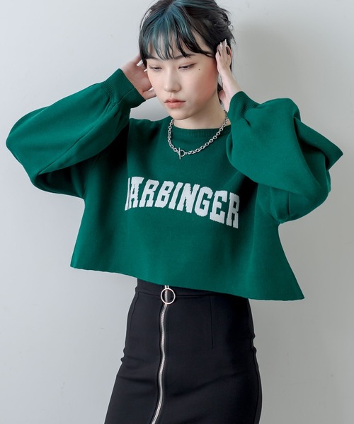 RASVOA(ラスボア)の「ジャガードショートニット(ニット/セーター・レディース・ブラック/グリーン/オフホワイト/グレー・FREE)」の9枚目の写真