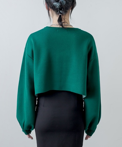 RASVOA(ラスボア)の「ジャガードショートニット(ニット/セーター・レディース・ブラック/グリーン/オフホワイト/グレー・FREE)」の6枚目の写真