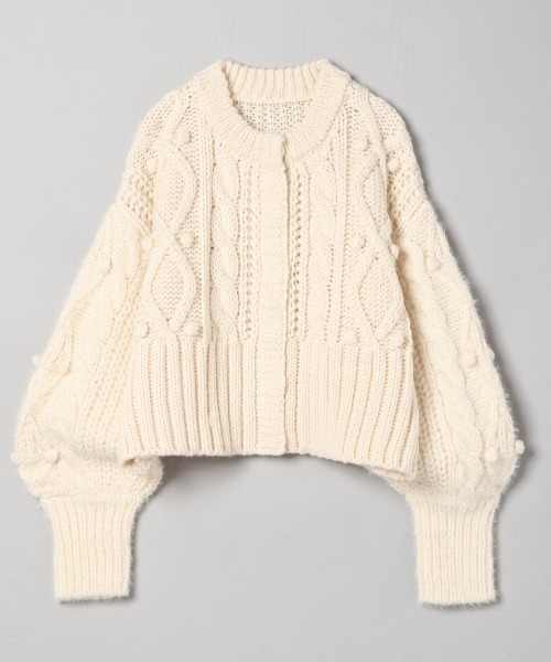 JEANASIS（ジーナシス）の「ポップコーンショートクルーカーディガン/254757（カーディガン/ボレロ・レディース・ブラック/アイボリー・FREE）」の2枚目の写真