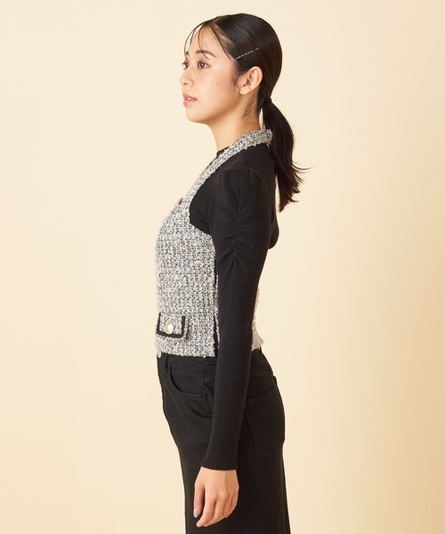 ROYAL PARTY（ロイヤルパーティー）の「ツィードビスチェ（その他トップス・レディース・ブラック/レッド/オフホワイト・FREE）」の14枚目の写真