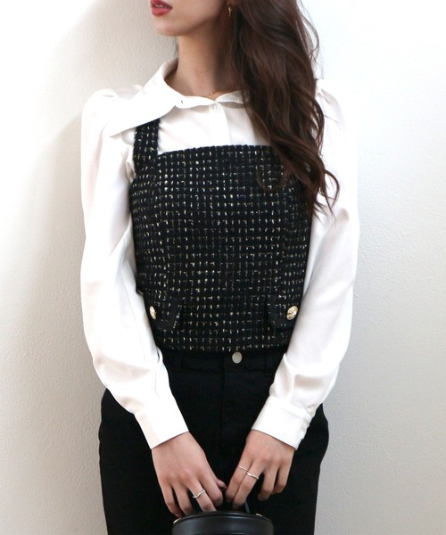 ROYAL PARTY（ロイヤルパーティー）の「ツィードビスチェ（その他トップス・レディース・ブラック/レッド/オフホワイト・FREE）」の5枚目の写真