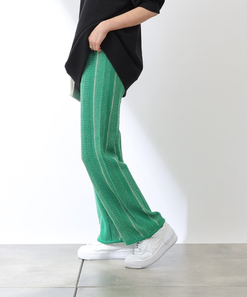 COLONY 2139（コロニートゥーワンスリーナイン）の「モヘヤ混ジャガード柄ニットパンツ(セットアップ対応)（その他パンツ・レディース・ブラック/グリーン/グレイッシュベージュ・MEDIUM/LARGE）」の3枚目の写真