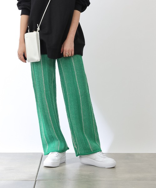 COLONY 2139（コロニートゥーワンスリーナイン）の「モヘヤ混ジャガード柄ニットパンツ(セットアップ対応)（その他パンツ・レディース・ブラック/グリーン/グレイッシュベージュ・MEDIUM/LARGE）」の17枚目の写真
