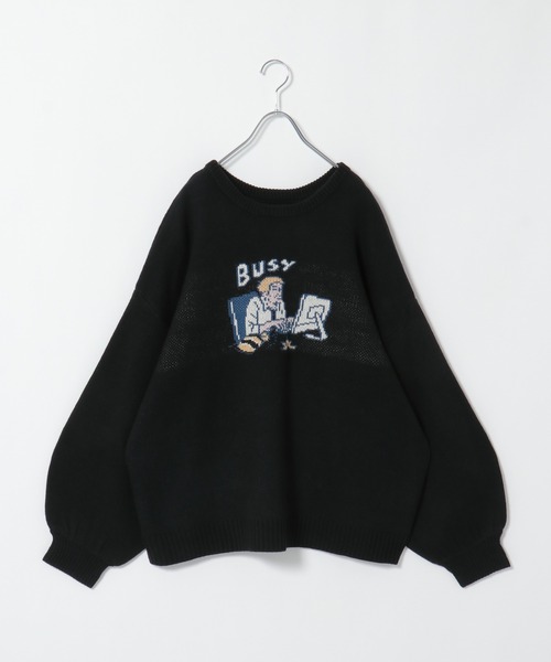 notch.（ノッチ）の「BUSY ジャカードニット（ニット/セーター・レディース・ブラック/エンジ/ブルー/グリーン・M）」の3枚目の写真