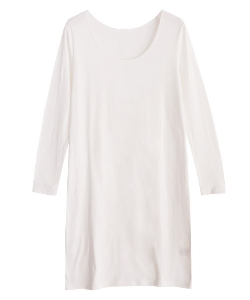 Pierrot（ピエロ）の「［シアバター加工］あったかインナーワンピース（インナーウェア/肌着・レディース・ブラック/オフホワイト・L/M/S）」の2枚目の写真